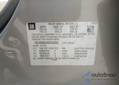 2017 Chevrolet Silverado K1500 Ltz from USA, damaged, VIN 1GCVKSEC8HZ200002